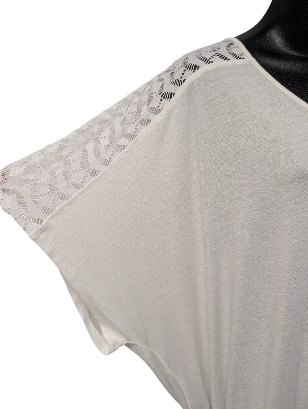 Sonnet Shores White Lace Shoulder Drawstring Waist Pocket Midi Soft Dress 1X - Picture 4 of 8